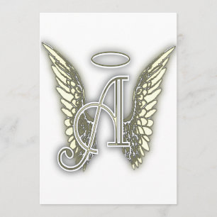 A - Angel Alphabet Initiaal Lrtter Wings Halo Kaart