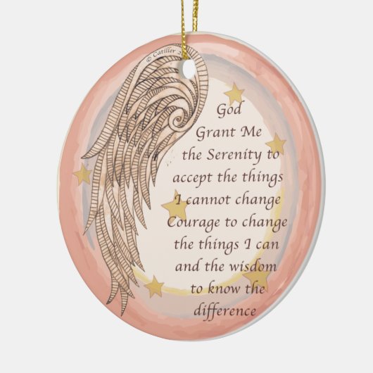 A Angel Serenity Prayer Keramisch Ornament (Links)