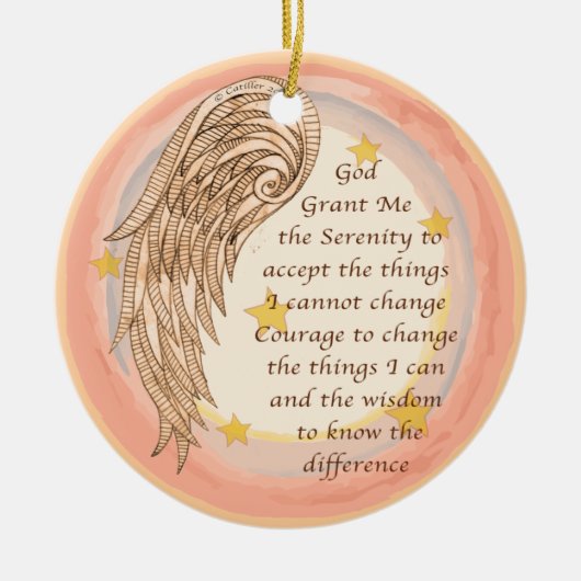 A Angel Serenity Prayer Keramisch Ornament (Voorkant)