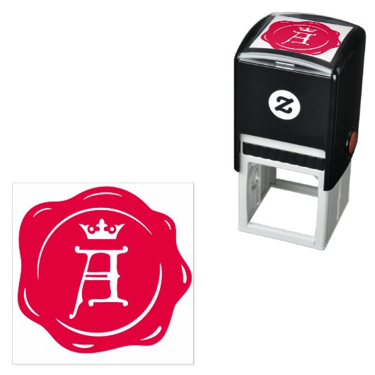 A - Antiek Wax Seal Gotische Kroon Initiaal Letter Zelfinktende Stempel (In situ)