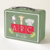 A, B, C Dierentuin Dieren Metalen Lunchbox (Achterkant)
