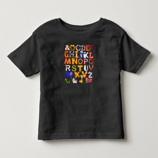 A B C's Dierlijke Brieven Kinder Shirts (Voorkant)