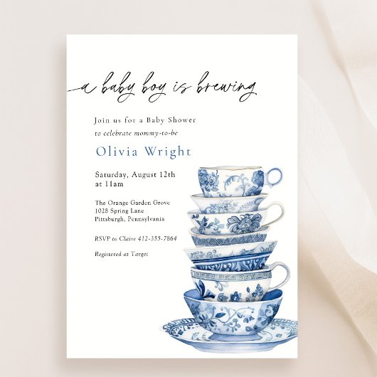 A Baby Boy is het brouwen van Tea Party Baby showe Kaart