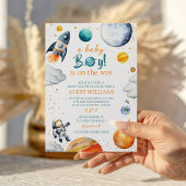A Baby Boy Is On The Way Space Theme Baby Shower Kaart