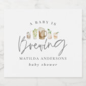 A baby brouwt aquarel bier baby shower wi sparkling wijnetiket (Enkel label)