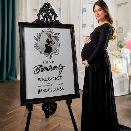 A baby brouwt Gothic Baby shower Skull & Flowers Poster