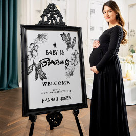 A baby brouwt Gothic Baby shower Skull & Flowers Poster