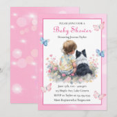 A Baby Girl and her Aussie Dog Baby Shower  Kaart (Voorkant / Achterkant)