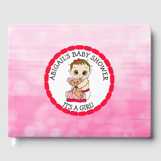 A Baby Girl en haar Teddy Bear Baby shower Gastenboek (Voorkant)