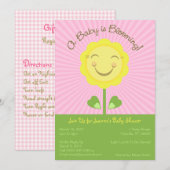 'A Baby is Blooming' Baby shower Uitnodiging - Roz (Voorkant / Achterkant)