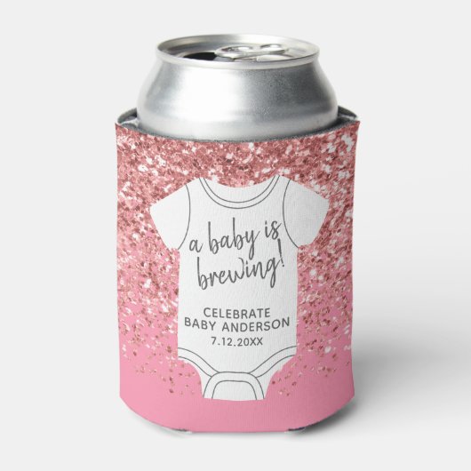 A Baby is Breedte — Paren met roze glitter Blikjeskoeler (Blikje Voorkant)