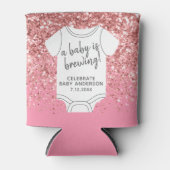 A Baby is Breedte — Paren met roze glitter Blikjeskoeler (Voorkant)