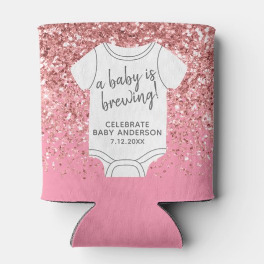 A Baby is Breedte — Paren met roze glitter Blikjeskoeler (Achterkant)