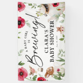 'A Baby is Brewing' Aftermiddagse thee-Baby shower Spandoek (Verticaal)