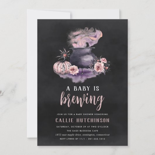 A Baby Is Brewing All in One Halloween Baby Shower Kaart (Voorkant)