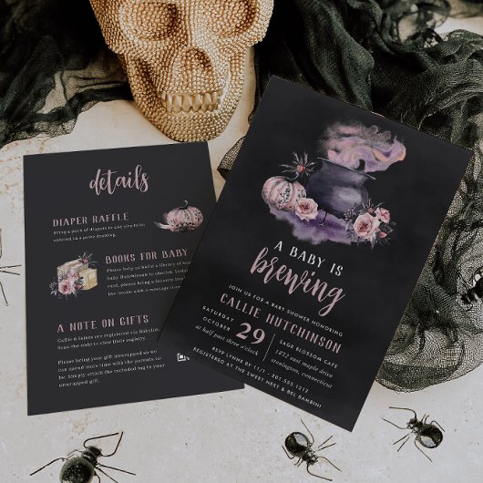 A Baby Is Brewing All in One Halloween Baby Shower Kaart