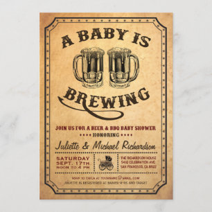 "A Baby is Brewing" Baby shower BBQ Uitnodigingen