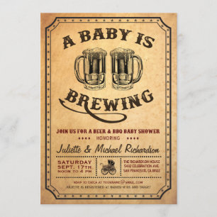 "A Baby is Brewing" Baby shower BBQ Uitnodigingen