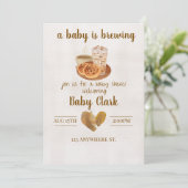 A Baby is Brewing. Baby shower invitation Kaart (Staand voorkant)