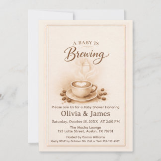 A Baby Is Brewing Baby Shower Invitation Kaart