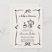 A baby is brewing Baby Shower Invitation Kaart (Voorkant / Achterkant)