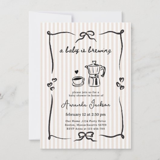 A baby is brewing Baby Shower Invitation Kaart (Voorkant)