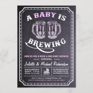 "A Baby is Brewing" Baby Shower Invitations (Meisj Kaart