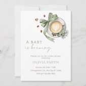 A Baby Is Brewing Baby Shower Uitnodiging Groen (Voorkant)
