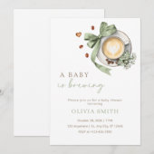 A Baby Is Brewing Baby Shower Uitnodiging Groen (Voorkant / Achterkant)