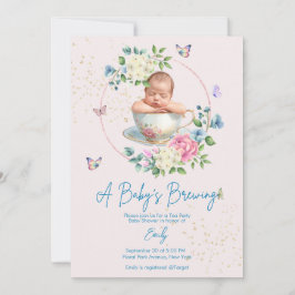 A Baby is Brewing Blush Pink Baby Shower  Kaart