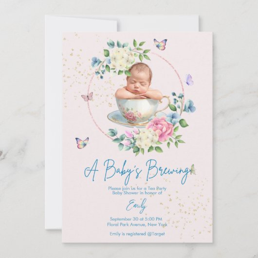 A Baby is Brewing Blush Pink Baby Shower  Kaart (Voorkant)