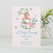 A Baby is Brewing Blush Pink Baby Shower  Kaart (Staand voorkant)