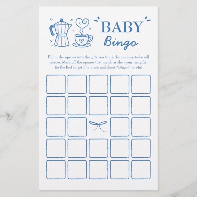 A Baby Is Brewing Coffee Baby Bingo Game (Voorkant)