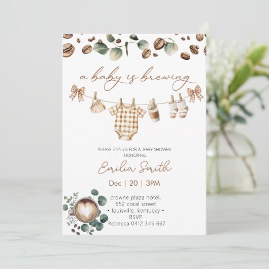 A Baby Is Brewing Coffee Baby Shower Kaart (Staand voorkant)