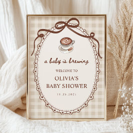 A Baby is Brewing Coffee Baby Shower Welcome Poster