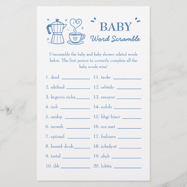 A Baby Is Brewing Coffee Baby Word Scramble Game (Voorkant)