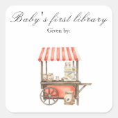A baby is brewing coffee - baby's first library vierkante sticker (Voorkant)
