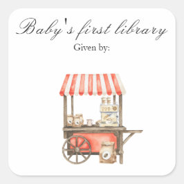 A baby is brewing coffee - baby's first library vierkante sticker