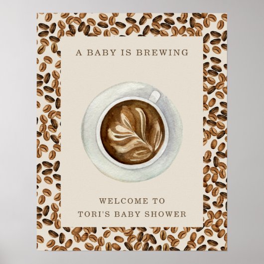 A Baby Is Brewing Coffee Beans Baby Shower Poster (Voorkant)