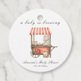 A Baby Is Brewing Coffee Cart Baby Shower Bedankjes Labels