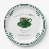 A Baby Is Brewing Coffee Cup Baby Shower Papieren Bordje (Voorkant)