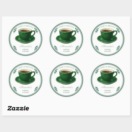 A Baby Is Brewing Coffee Cup Baby Shower Ronde Sticker (Vel)