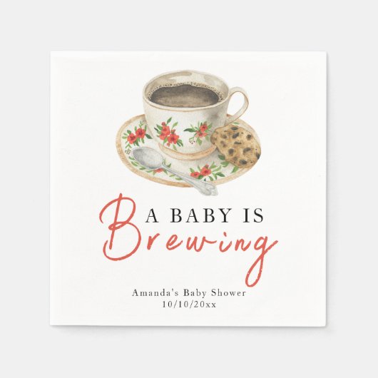 A Baby Is Brewing Coffee Cup Baby Shower Servet (Voorkant)