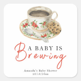 A Baby Is Brewing Coffee Cup Baby Shower Vierkante Sticker