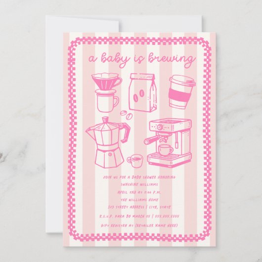 A Baby Is Brewing Coffee Girl Pink Baby Shower Kaart (Voorkant)