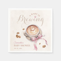  A baby is brewing coffee pink bow baby shower