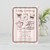 A Baby Is Brewing Coffee Pink Girl Baby Shower Kaart (Staand voorkant)