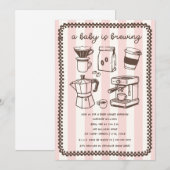A Baby Is Brewing Coffee Pink Girl Baby Shower Kaart (Voorkant / Achterkant)