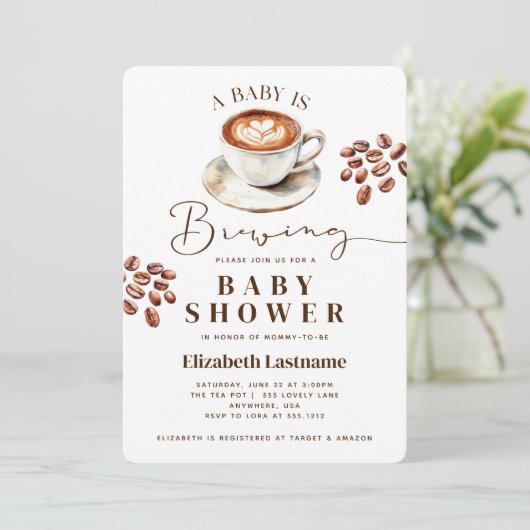 A Baby is Brewing Coffee Theme Baby Shower Kaart (Staand voorkant)