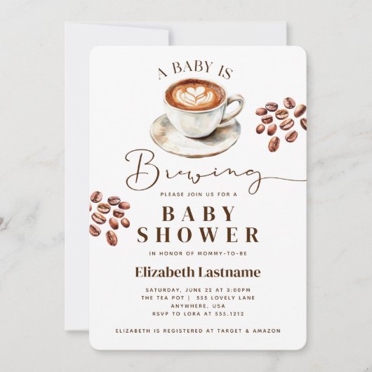 A Baby is Brewing Coffee Theme Baby Shower Kaart (Voorkant)